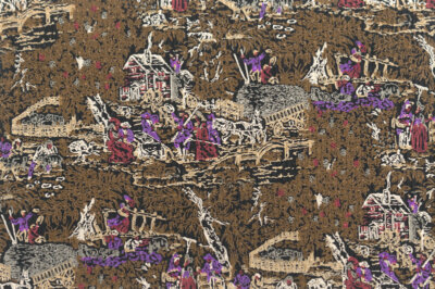 イタリア 輸入生地<BR>ピュアシルク・クレープ<BR>ランドスケープ・プリント<BR>シングル幅10cm単位 生地・布(f290)