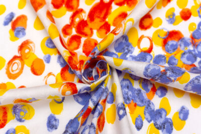 イタリア 輸入生地 【CLERICI/クレリッチ】 ピュアコットン ジャカード・フローラルxドット・プリント 80cm単位(3634MR)