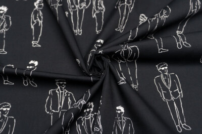 イタリア 輸入生地 【MOSH】 ピュアコットン・ブロード スタンディングマン・プリント 10cm単位(3661MR)
