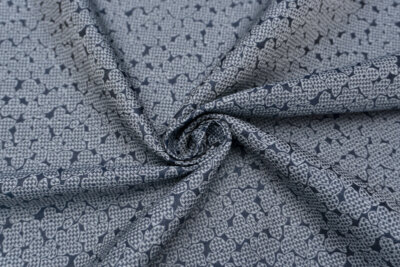 イタリア 輸入生地<BR>ウール・ポリエステル<BR>フローラルxハウンドトゥース・ジャカード<br>10cm単位 生地・布(3689mr)