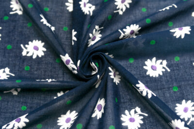 イタリア 輸入生地<BR>ピュアコットン・ガーゼ<BR>フローラル・プリント<BR>幅85cm<br>10cm単位 生地・布(f227)