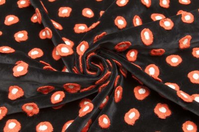 フランス 輸入生地コットン・ヴィスコースベルベティーンウール・花柄・エンブロイダリー10cm単位 生地・布(fw137)