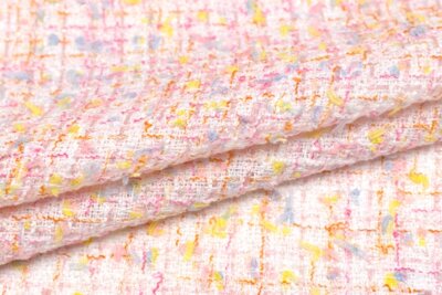 輸入生地 ツイード【WISE NATIONS/ワイズ・ネーションズ】ARIAシャネルツイードシンセ素材ファンシーツイード10cm単位 生地・布(nw169tv)