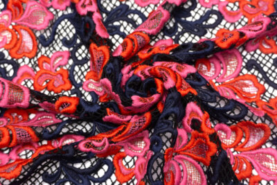 イタリア 輸入生地<br>シンセ素材<br>ケミカル・レース<br>0.5m単位 生地・布(3815mr)