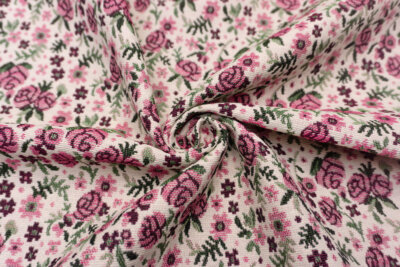 イタリア 輸入生地<br>【VT社】<br>ストレッチ・コットン<br>フローラル・ジャカード<br>10cm単位(3827mr)