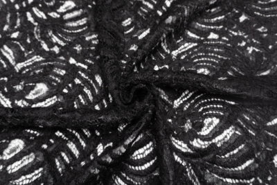 イタリア 輸入生地<BR>コットン・ブレンド<br>チュールレースxバルキーヤーン<BR>10cm単位 生地・布(3839mr)