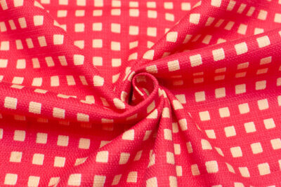 イタリア 輸入生地<BR>【P社】<BR>ピュア・コットン<br>バスケット織り<BR>スクエア・プリント<BR>10cm単位 生地・布(3844mr)