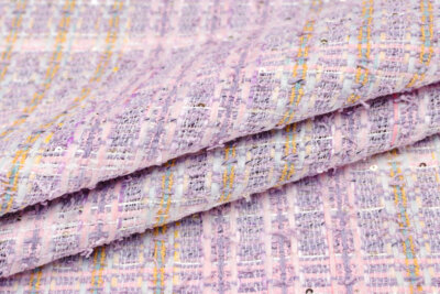 輸入生地 ツイード<br>【WISE NATIONS/ワイズ・ネーションズ】ARIA<br>シャネルツイード<br>コットン・ブレンド<br>ファンシーツイード<br>10cm単位 生地・布(nw186tv)