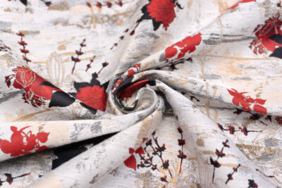 輸入生地 ジャカード <br>【WISE NATIONS/ ワイズ・ネーションズ】<br> CONCERTO<br>フローラル・ジャカード<br>シンセ素材<br>10cm単位 生地・布(NW254EG)