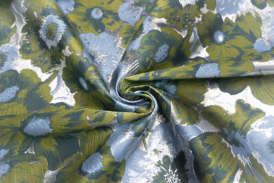 輸入生地 ジャカード <br>【WISE NATIONS/ ワイズ・ネーションズ】<br> CONCERTO<br>フローラル・ジャカード<br>シンセ素材<br>10cm単位 生地・布(NW255EG)