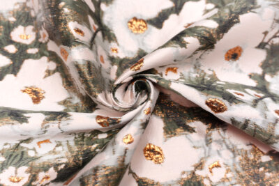 輸入生地 ジャカード <br>【WISE NATIONS/ ワイズ・ネーションズ】 <br>CONCERTO<br>フローラル・ジャカード<br>シンセ素材<br>10cm単位 生地・布(NW257EG)