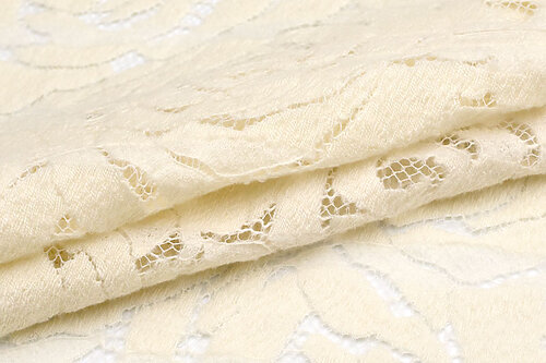 イタリア 輸入生地<BR> 【A.F.】<BR>ウール・ポリアミド<BR>ケミカル・レース<BR>両端スカラップ仕上げ<BR>10cm単位 生地・布(3899mr)