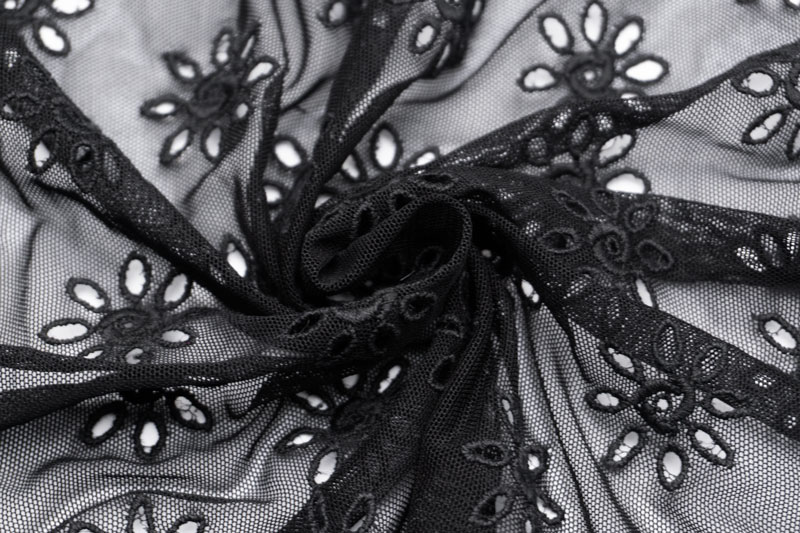 イタリア 輸入生地<BR>ポリエステル100%チュール<BR>アイレット・エンブロイダリー<BR>10cm単位 生地・布(3898mr) - 画像 (2)