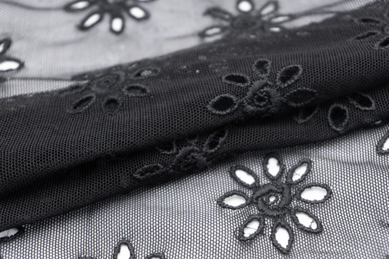 イタリア 輸入生地<BR>ポリエステル100%チュール<BR>アイレット・エンブロイダリー<BR>10cm単位 生地・布(3898mr)