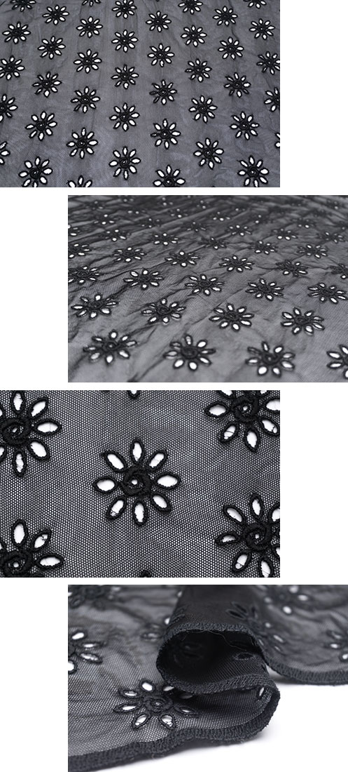 イタリア 輸入生地<BR>ポリエステル100%チュール<BR>アイレット・エンブロイダリー<BR>10cm単位 生地・布(3898mr) - 画像 (4)