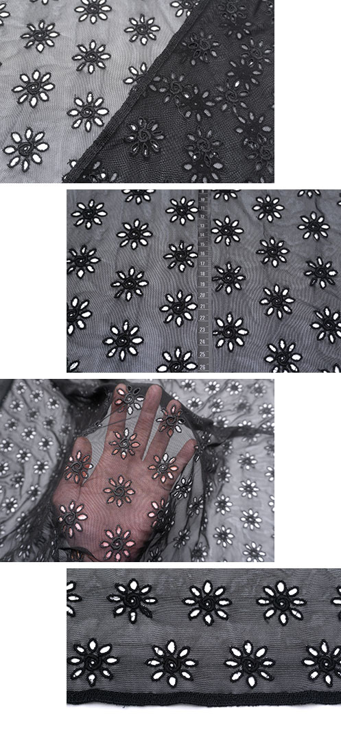 イタリア 輸入生地<BR>ポリエステル100%チュール<BR>アイレット・エンブロイダリー<BR>10cm単位 生地・布(3898mr) - 画像 (5)