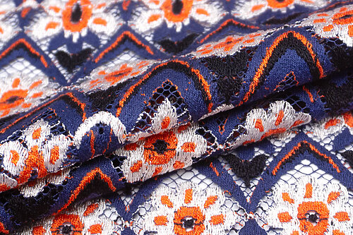 スイス 輸入生地<BR>コットン・ナイロン<BR>ケミカルレース<BR>10cm単位 生地・布(f138)