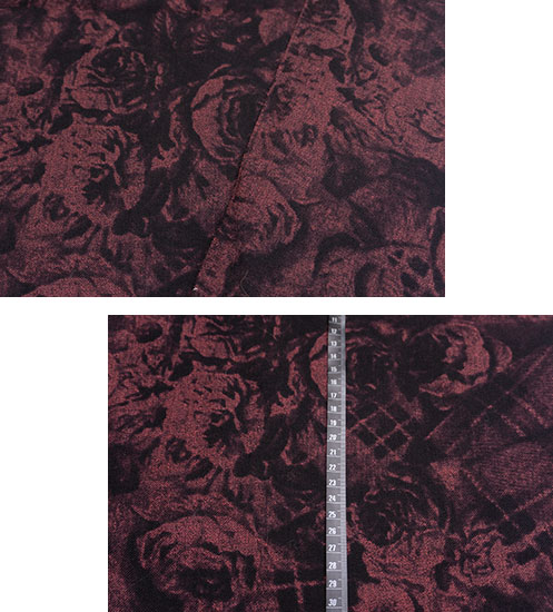イタリア 輸入生地<BR>ピュアウール・ツイル<BR>ローズxチェック・プリント<BR>10cm単位 生地・布(fw176) - 画像 (5)