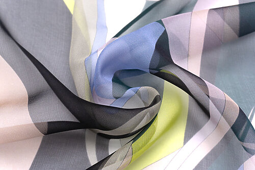 イタリア 輸入生地<BR>【E.P.】<br>ピュアシルク・シフォン<BR>サイケデリック・プリント<BR>10cm単位 生地・布(3607mr)