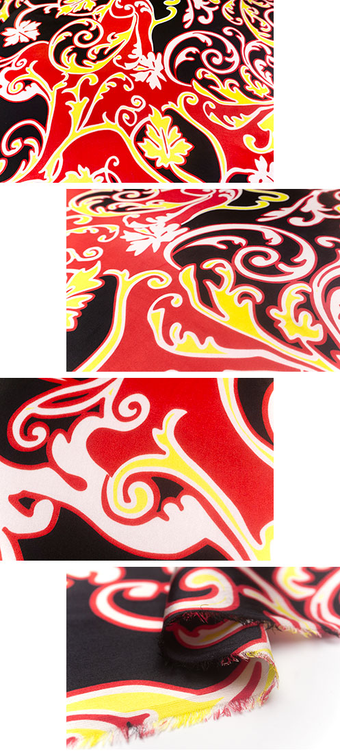 【訳あり品】<br>イタリア 輸入生地<br>【B.B.】<BR>ピュアシルク・サテン<BR>エキゾティック・プリント<BR>10cm単位 生地・布(3903m) - 画像 (4)