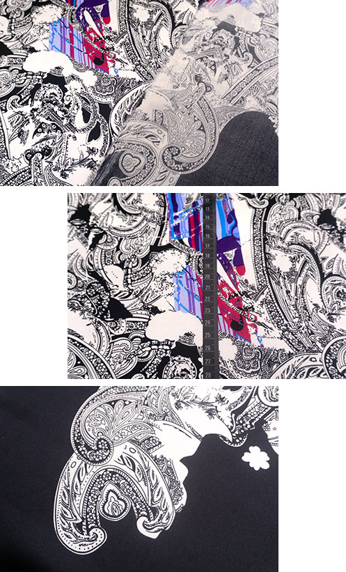 イタリア 輸入生地<br>【A.M.】<BR>ピュアシルク・サテン<BR>ペーズリー・プリント<BR>1.5m単位 生地・布(3955m) - 画像 (5)