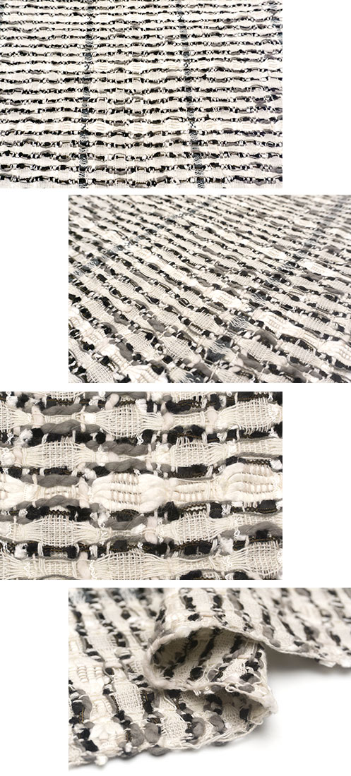 イギリス 輸入生地 ツイード<BR>【LINTON/リントン】<BR>シルク・コットン・ブレンド<BR>ファンシーツイード生地<BR>10cm単位(ex617) - 画像 (4)